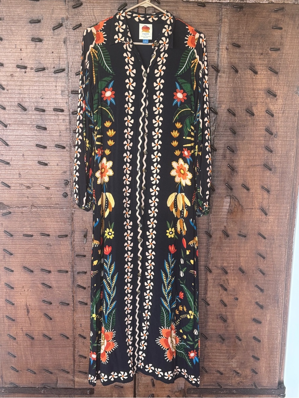 FARM Rio Black Maxi Dress with Colorful Floral Embroidery - Picture 2 of 7